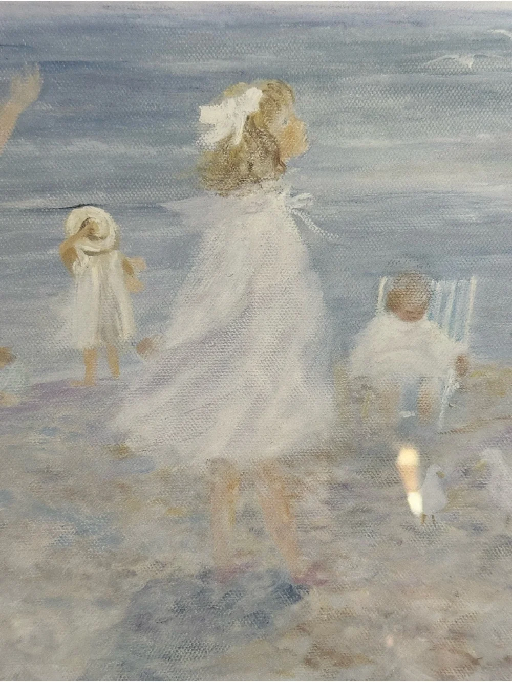 HELENE LEVEILLEE FRAMED ART PRINT ON VACATION AT LAST GIRLS BEACH SEAGULLS